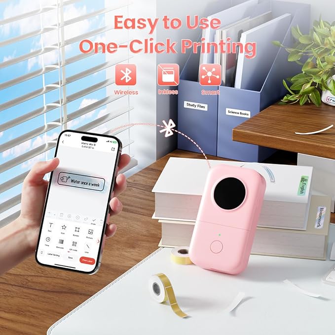 Phomemo Label Maker Machine, D30 Portable Handheld Bluetooth Mini Label Printer, Multiple Templates Smartphone Thermal Small Label Makers for Kid School Items, Classroom Teacher Supplies, Easy to Use