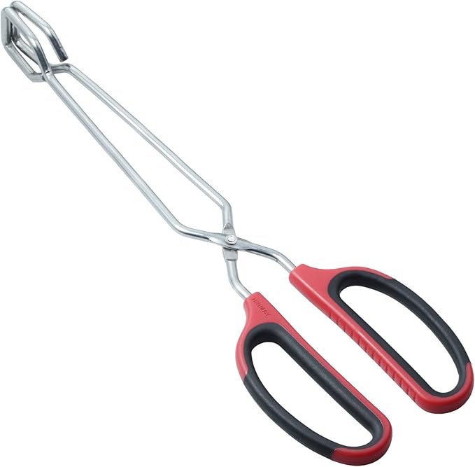 HINMAY Stainless Steel Scissor Tongs with Comfort-Grip Handle 12-Inch