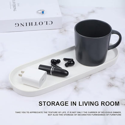 Ceramic Sink Tray, Bathroom Counter Tray, Bathtub, Cosmetics Dish, Candle, Perfume Shampoo Liquid Soap Simple Style Design Suit for Bathroom and Kitchen (White)