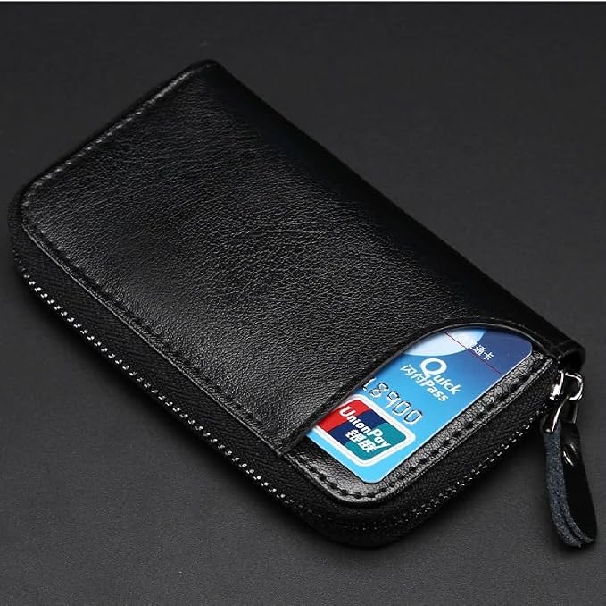 BAKUN Large Zipper Leather Car Key Case, Key Holder Key Organizer Wallet, With 16 Hooks(Black)