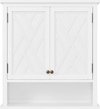 Alaterre Furniture Coventry 27W x 29H Wall Moted Bath Storage Cabinet with Two Doors and Open Shelf