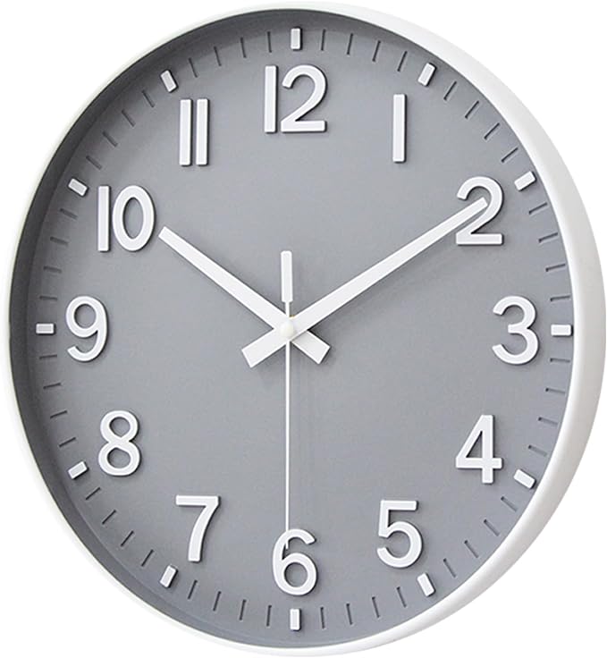 HZDHCLH Wall Clocks Battery Operated,Wall Clock Gray,14 inch Wall Clock Silent Non Ticking Modern 3D Numbers for Kitchen Bedroom Living Room Office Classroom Decor