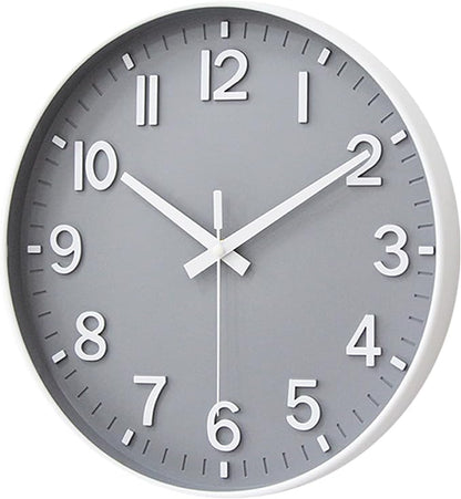 HZDHCLH Wall Clocks Battery Operated,Wall Clock Gray,14 inch Wall Clock Silent Non Ticking Modern 3D Numbers for Kitchen Bedroom Living Room Office Classroom Decor