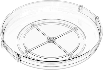 9.5" W Acrylic Clear Lazy Susan Turntable for Cabinet,Kitchen Countertop,Refrigerator and Pantry Organization Storage,1 Tier Small Spinning Organizer for Vitamin,Medicine,Spice Rack & Organization