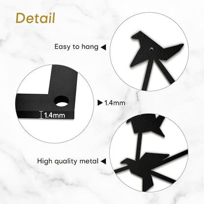 SIGNLEADER Metal Wall Art Decor Free Birds Modern Abstract Wall Sculpture Hangings Home Decoration for Living Room, Bedroom, Bathroom, Kitchen, Outdoor - 30" Black