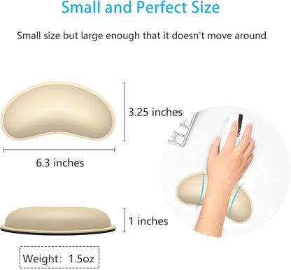 Dapesuom Mouse Wrist Rest, Ergonomic Memory Foam Mouse Wrist for Computer Desk Mats Support, PU Leather Hand Rest Pad Cushion for Gaming, Laptop, Men, Women, Pain Relief & Easy Typing, Colonial White
