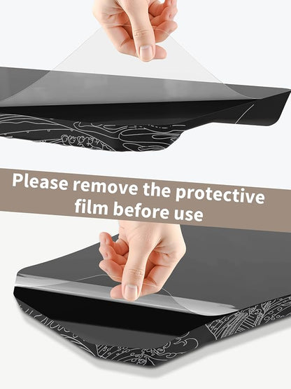 3-in-1 Ergonomic Keyboard Stand with Wrist Rest & Mouse Pad Set, Comfy Keyboard Riser Holder Soft Mousepad with Massage Design, Memory Foam and Non-Slip PU Base for Pain Relief, Black Wave of Kanagawa