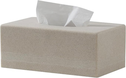 Haocoott Tissue Box Cover Rectangle, Resin Facial Tissues Holder Covers Rectangular Toilet Paper Holder Case Dispenser Home Decorative for Bathroom Kitchen Bedroom Living Room Office (Beige)