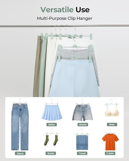 Northern Brothers Space Saving Pants Hangers with Clips, 50 Pack, Green, Plastic