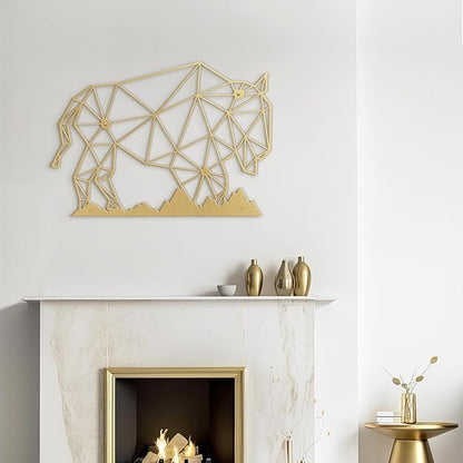 SIGNLEADER Metal Wall Art Decor Cow Wildlife Modern Abstract Wall Sculpture Hangings Home Decoration for Living Room, Bedroom, Bathroom, Kitchen, Outdoor - 18" Gold