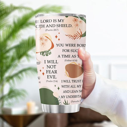 Christian Bible Verse Travel Cup, Inspirational Scripture Quotes Gift 20oz Stainless Steel Insulated Tumbler, Religious Faith Drinkware for Women, Men, Church Members