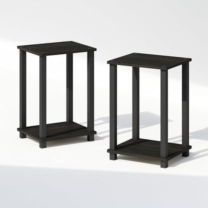 Furinno Simplistic Night Stand Set of 2, 2-Tier Small Nightstand with Open Shelf, Toolless Bedside Table, End Table, Side Table, for Bedroom, Closet, Dorm, Espresso