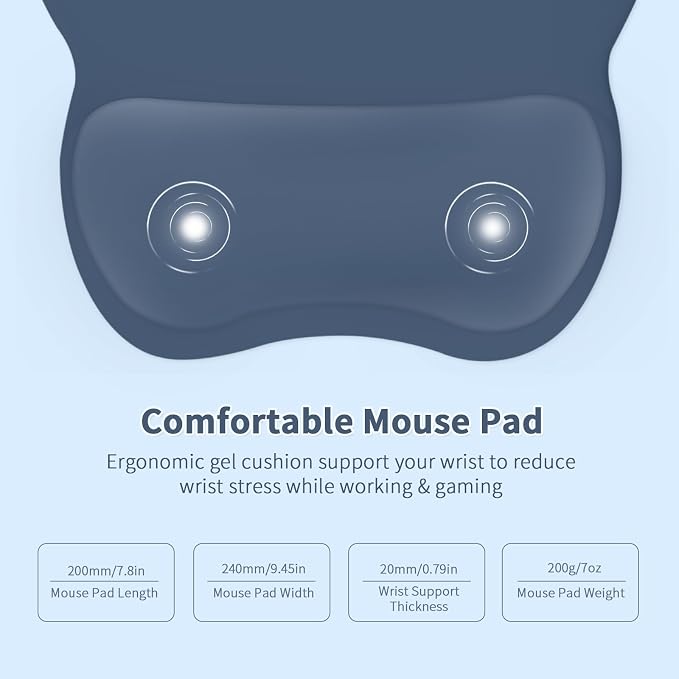 EooCoo Ergonomic Mouse Pad with Wrist Support, Mousepad with Memory Foam Wrist Rest and Non-Slip Base for Computer, Cafe, Home & Office, 9.64 x 8.26 in Office Desk Accessories