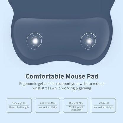 EooCoo Ergonomic Mouse Pad with Wrist Support, Mousepad with Memory Foam Wrist Rest and Non-Slip Base for Computer, Cafe, Home & Office, 9.64 x 8.26 in Office Desk Accessories