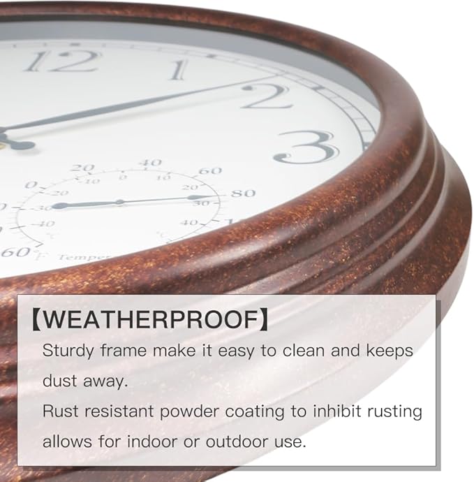BESTIME MT-33 23-Inch Three-in-one Metal Wall Clock.Indoor,Outdoor,Thermometer,Hygrometer,Weather Resistant,Garden,Lanai.
