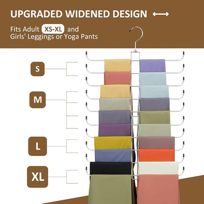 ZEDODIER Legging Organizer for Closet, 2 Pack Rotatable Yoga Pants Hanger for Women's XS-XL and Girls' Leggings, Holds Up to 40 Pairs, Space-Saving Closet Organizers and Storage, Silver