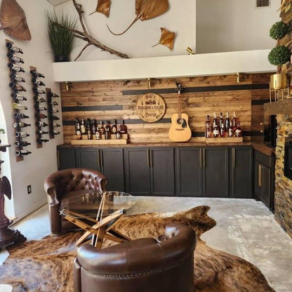 Handmade Tiered Display Shelving - Three Tier Bar Display - Bar Organizer - Liquor Bottle Display (18" without Back, Black)