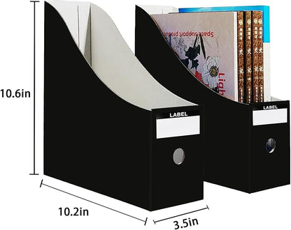 Limitliho Magazine Holde, Magazine File Holder for Home, Office, Desk, 10.6'' H×10.2'' L ×3.5''W Magazine Storage Box (Black, 6 Pack)