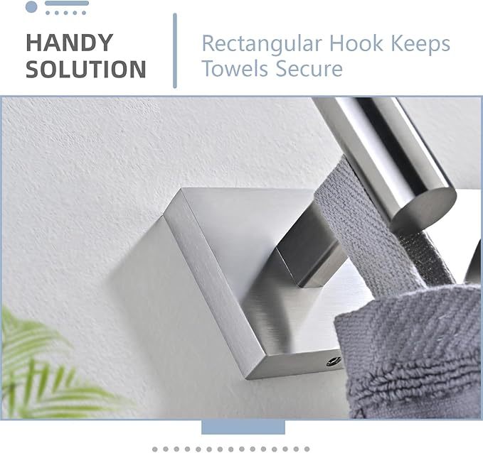 Toilet Paper Roll Holder Stand with 2 Robe Towel Hooks,Wall Mounted Brushed Nickel 3 Piece Bathroom Hardware Set, SUS 304 Stainless Steel, Drilling Hole Bath Accessories (Silvery)