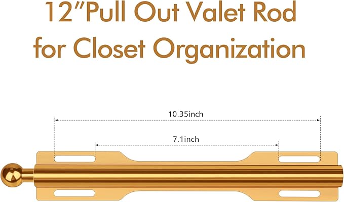 12" Valet Rod for Closet Pull Out (1 Pack, Orange)