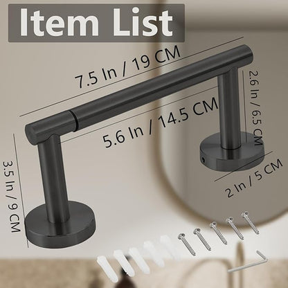 Toilet Paper Holder, Double Post Pivoting Design, Stainless Steel Rustproof Bathroom Tissue Holder, Wall Mount Fits Mega Rolls, for Home, RV, Commercial Bathroom Black