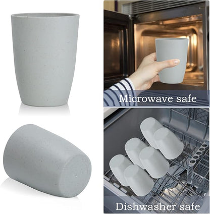 Wrova Wheat Straw Cups 8 PCS Good Alternative to Plastic Reusable Cups 20 oz Unbreakable Drinking Cup Reusable Dishwasher Safe Water Plastic Glasses Light Grey