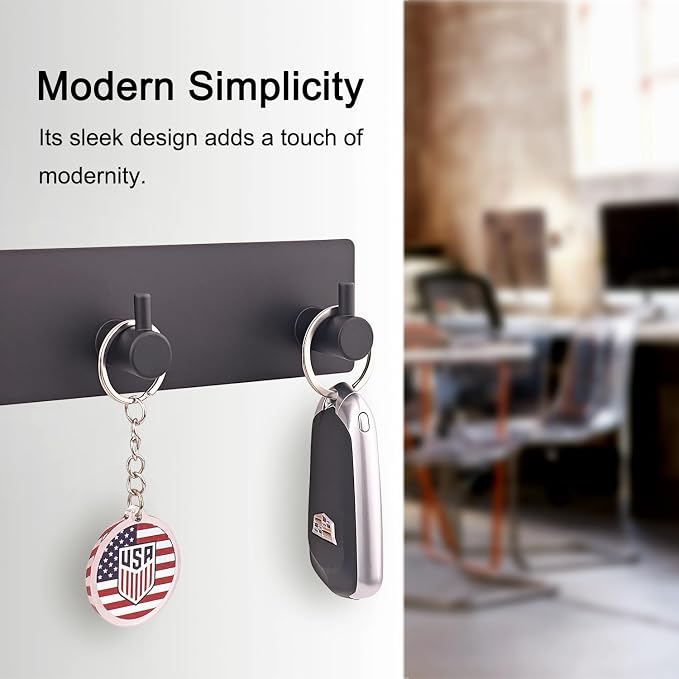 StrugDeas Key Holder for Wall with 2 Self-Adhesive Tapes， Key Hanger Organizer for Wall with 4 Hooks，Metal Key Rack for Door, Entryway, Kitchen Bathroom(Black)