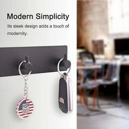 StrugDeas Key Holder for Wall with 2 Self-Adhesive Tapes， Key Hanger Organizer for Wall with 4 Hooks，Metal Key Rack for Door, Entryway, Kitchen Bathroom(Black)