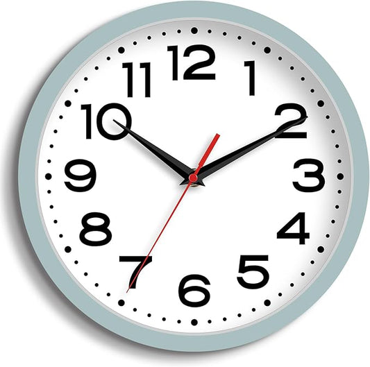 Roymnie Wall Clock Silent Non-Ticking Modern Clock Battery Operated 8 Inch Small Classic Analog Decorative for Kitchen, Bathroom, Office, Bedroom, Home(Blue Gray)
