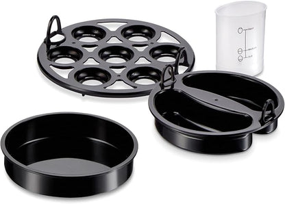 Hamilton Beach 3-in-1 Electric Egg Cooker for Hard Boiled Eggs, Poacher Eggs, Omelet Maker & Vegetable Steamer, Holds 7, Black (25507) (Pack of 2)