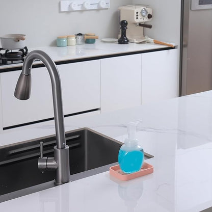 MicoYang Silicone Kitchen Sink Organizer Tray for Multiple Usage,Easy Clean Sponges Holder for Kitchen Bathroom Counter or Sink,Dish Soap Dispenser,Scrubber,Bottle,Cup Pink 4.9”x 3.2”