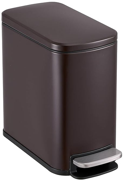 6L/1.6G Stainless Steel Bathroom Trash Can with Hands-Free Foot Pedal, Quiet Soft-Close Lid, Compact Space-Saving Size