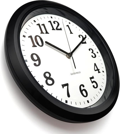 Caysie 12 Inch Sealed Indoor Outdoor Waterproof Wall Clock, Durable Silent Non-Ticking Battery Operated Quality Quartz Round Clock, Wall Decorative for Patio, Pool, Bathroom (Black)