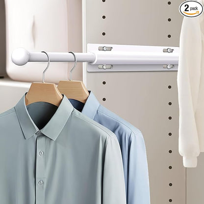 Supforce 2 PACK Valet Rod for Closet Pull Out, Retractable Slide Out Valet Rod Closet Organization, 12" Aluminum Valet Clothing Hanger Rods Perfect for Suits, Freshly Pressed Clothes, White