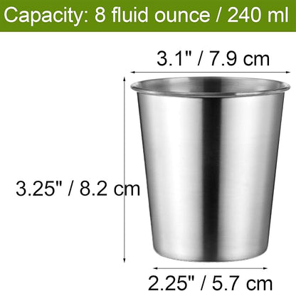 Tosnail 8 Pack 8 oz Stainless Steel Cups, Small Metal Cups, Unbreakable Drinking Glasses, Water Tumblers