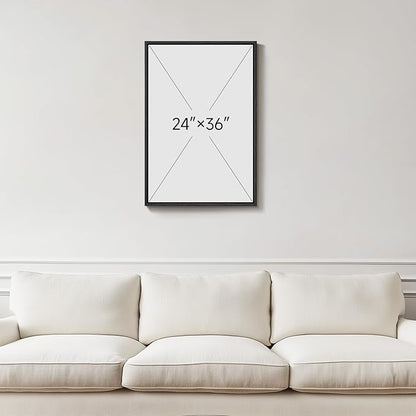 Framed Neutral Abstract Wall Art, Modern Black and Beige Canvas Prints Paintings Artwork for Walls, Contemporary Minimalist Geometric Shape Line Pictures for Dining Bedroom Hallway Wall Decor 24x36 In
