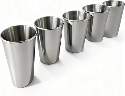 5 Pack 16 oz Stainless Steel Pint Cups,Stainless Steel Cup,Pint Cup Tumbler，water Tumbler,Stackable,Reusable,BPA Free