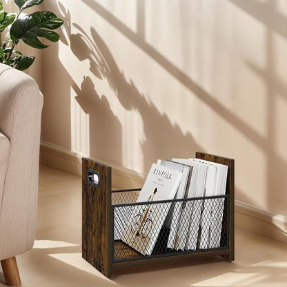 Large Magazine Rack Floor Set of 2, Vinyl Record Storage, Magazine File Holder Storage Basket for Letters, Books, Newspapers, Desktop and Home Office, 15.35" L x 8.7" W x 11.8" H
