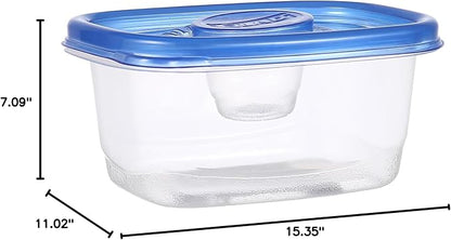 Glad GladWare To Go Snack Food Storage Containers with Lids, Medium Rectangle BPA Free Plastic with Built-In Dressing Cup for Salads and Snacks, Microwave Dishwasher Safe, 24 Oz, 4 Count - 6 Pack