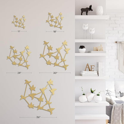 SIGNLEADER Metal Wall Art Decor Free Birds Modern Abstract Wall Sculpture Hangings Home Decoration for Living Room, Bedroom, Bathroom, Kitchen, Outdoor - 12" Gold