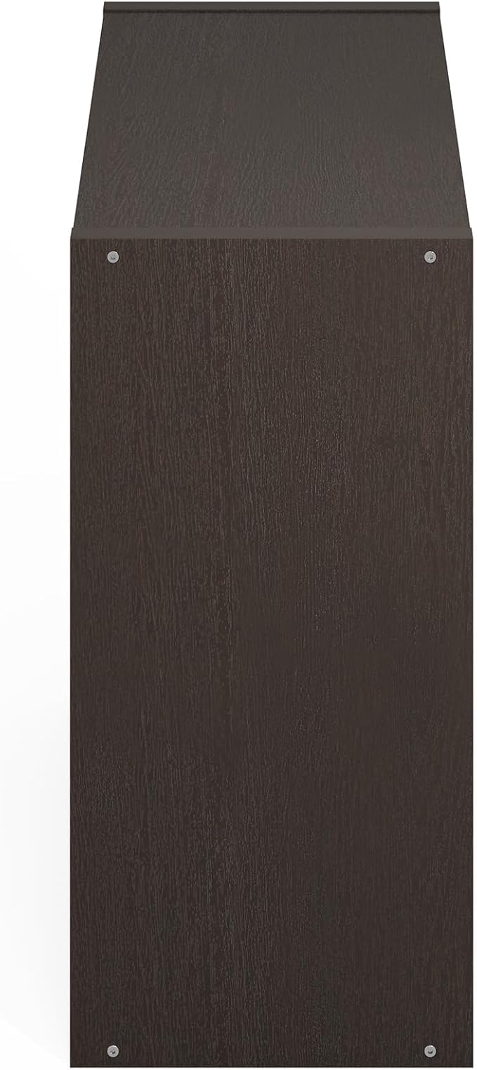 Furinno HERMITE Kitchen Island, 4-Cube Coffee Bar, Extra Thick Kitchen Storage, Bakers Rack, for Pantry Organizers and Storage, Kitchen Organization, Black Dark Oak