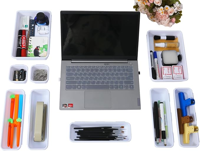 Kutesna 15 PCS Interlocking Desk Drawer Organizer Separator for Office,Bathroom,Kitchen,Makeup（White）
