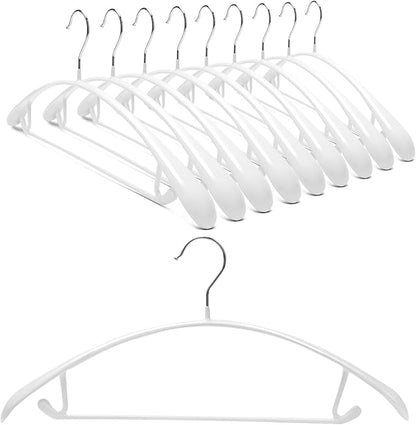 Nature Smile Non Slip PVC Coating Sweater Hangers,Dress Suit Coat Hangers,Wide Shoulder Bump Free Golf T Shirts Clothes Hangers (White Color 10 Pack)