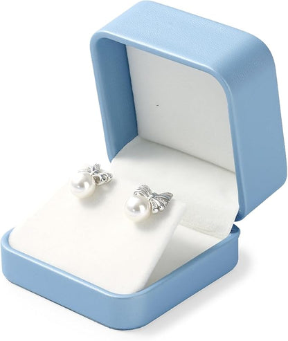 Leather Earring Gift Box Jewelry Gift Boxes Earrings Case Showcase Display for Birthday, Wedding, Mother's Day, Valentine's Day Gifts(Blue)
