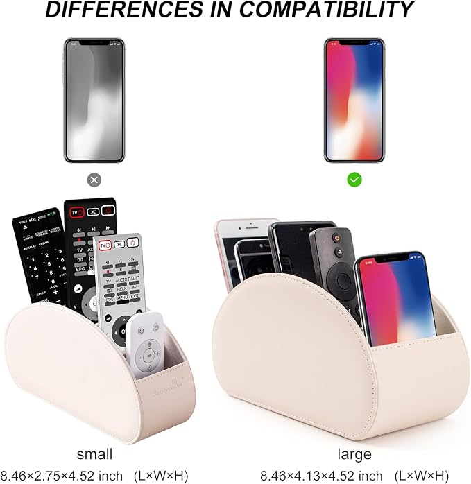 BONNY DODO Remote Control Holders Organizer Box with 5 Compartment PU Leather Multi-functional Office Desk Storage Caddy Store Tv Remote for Media Player,Brush,Pencil,Glassees&Office Supplies (Beige)