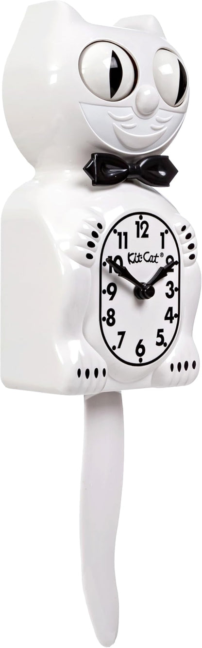 Kit Cat Klock® Limited Edition White - Iconic Retro Cat Clock with Moving Eyes and Tail, Battery Operated Wall Clock, Made in USA, Perfect for Home Decor, Modern Clock, Unique Gift