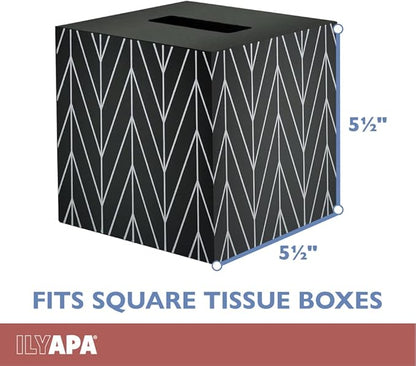 Ilyapa Wooden Tissue Box Cover, Black Wood Chevron Design - Modern Printed Wooden Tissue Holders