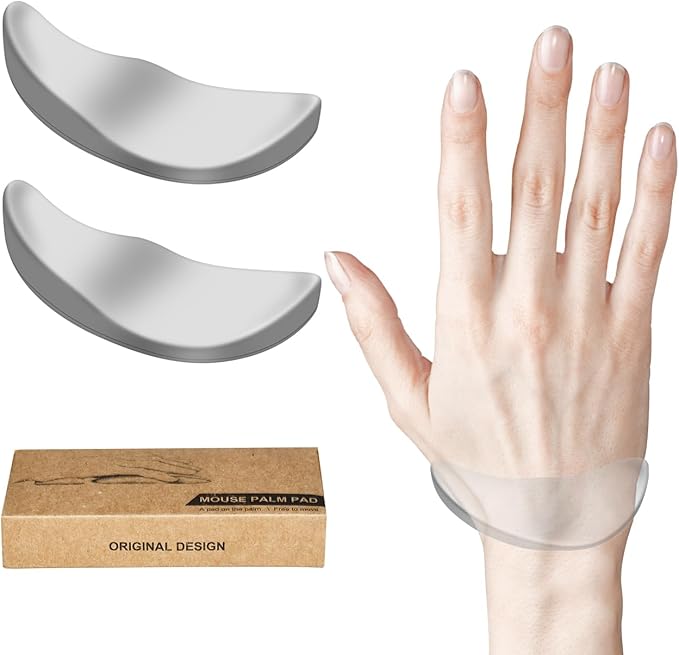 JIKIOU Right-Handed Truly Ergonomic Wrist Rest for Mouse 2 Pack, Carpal Tunnel Support, Pain Relief, Anti-Fatigue, Easy Glide, Office Computer Laptop Gaming (Right-Handed-Grey)