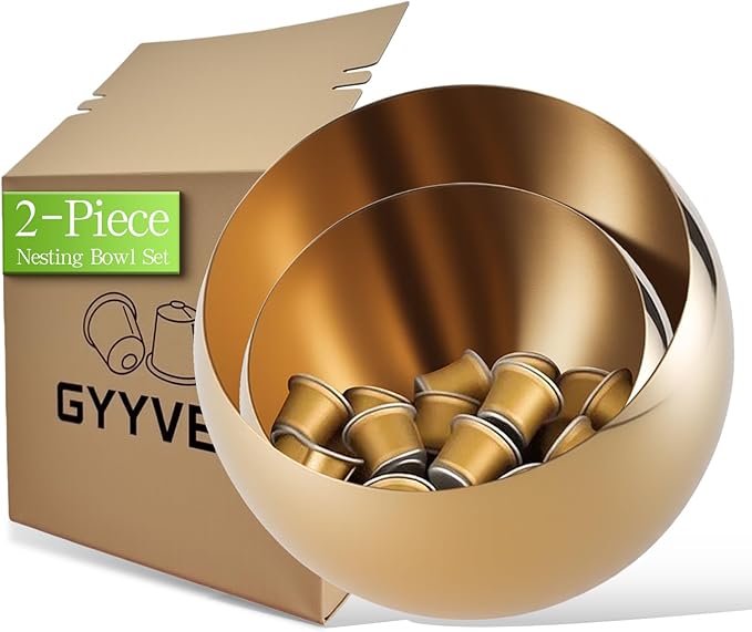 Large Capacity Coffee Pod Holder – Stainless Steel Pod Organizer and Holder | Stylish Coffee Bar Accessories & Countertop Storage (2-Pack Gold, M+L)