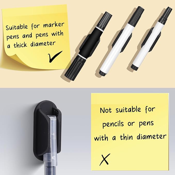 AIERSA Large Silicone Marker Holder for White Board, Dry Erase Adhesive Marker Holder, Marker Holder for Classroom Desk, Clipboard, Lockers, Wall, Single Marker Holder for School Office Supplies